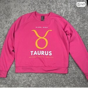 Anthropologie The Zodiac Sweatshirt Catherine O'Sullivan Taurus Pink Size Small